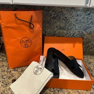 Hermes Black Men's Slide Sandals